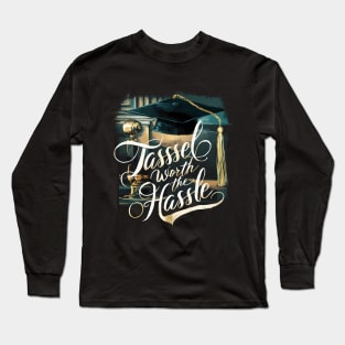 Graduation "Tassel Worth Hassle", Retro Design Long Sleeve T-Shirt